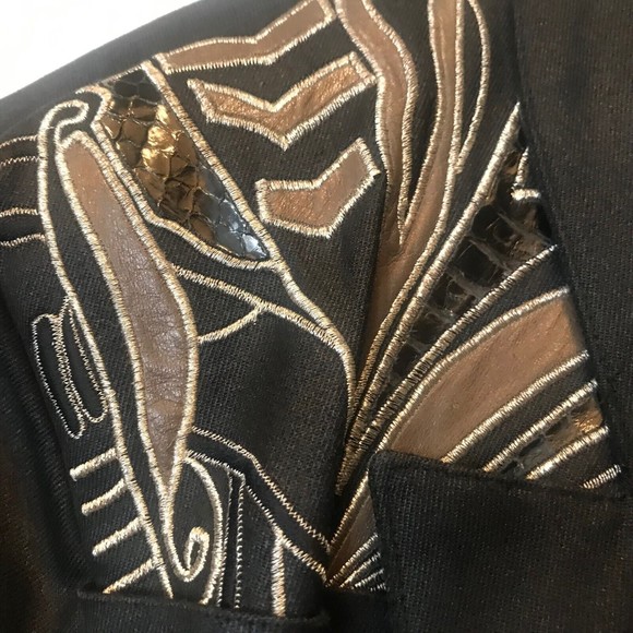 Vintage Licole 100% Silk Blazer Blazer with beading, leather, snake skin sz 16 - Picture 3 of 8
